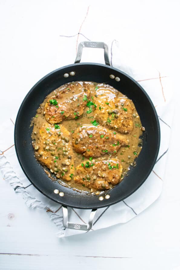 chicken piccata in pan