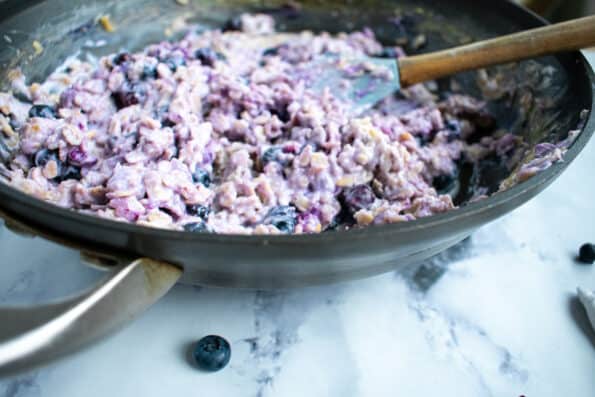 blueberry oatmeal in a pan