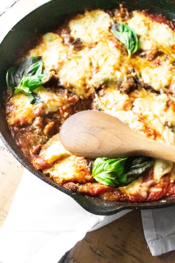 eggplant baked in a skillet